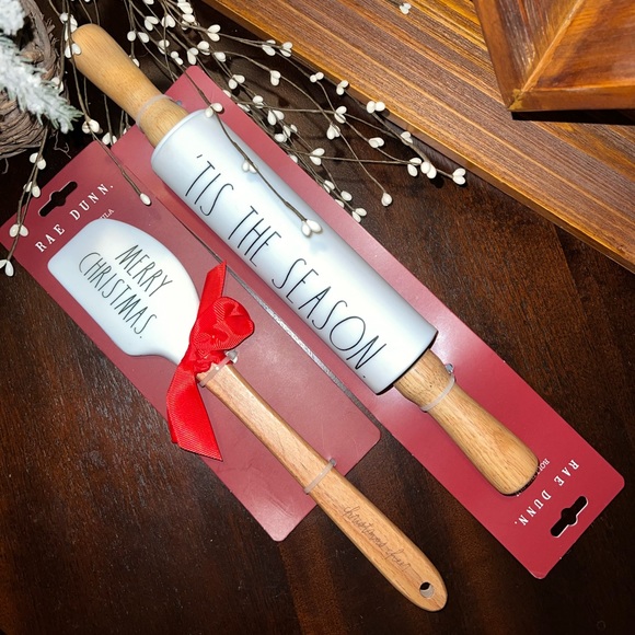 Rae Dunn holiday Christmas rolling pin and spatula set NWT - Picture 2 of 3